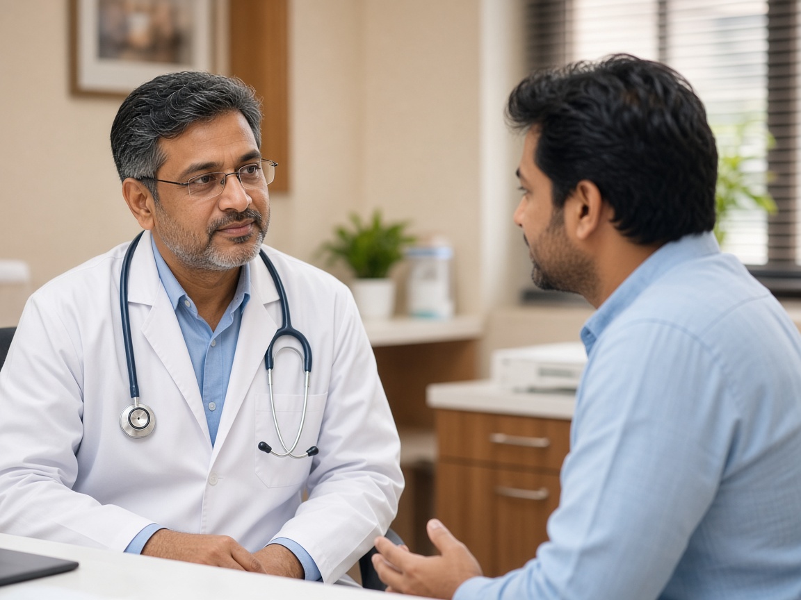 Doctor listening to a patient
