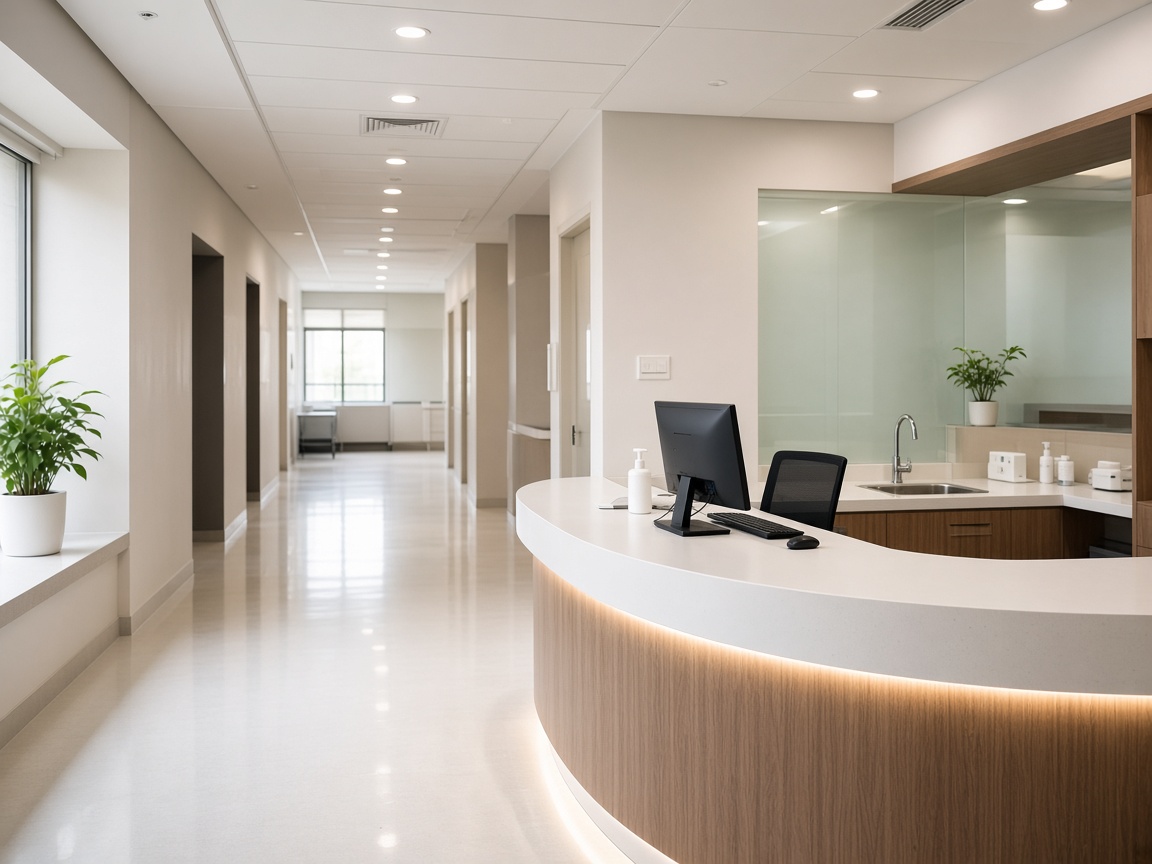Calm modern hospital corridor